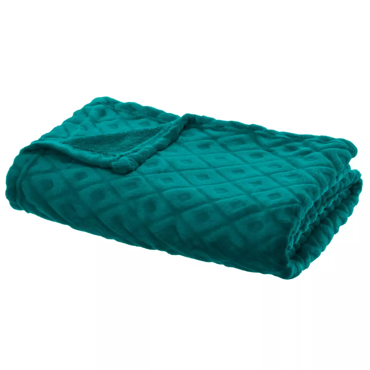 Plaid doux (150 cm) 3D Losange Bleu canard 1