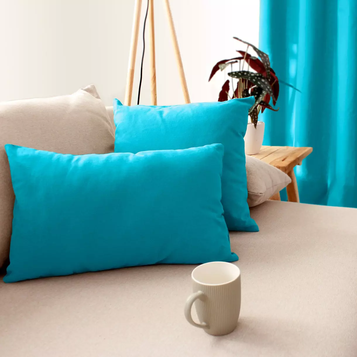 Coussin rectangulaire (50 cm) Etna Bleu turquoise 1