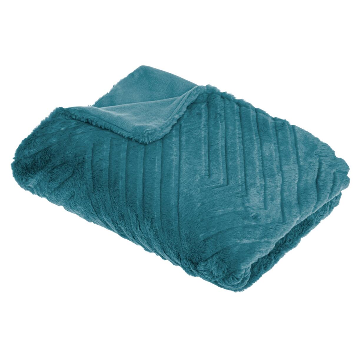 Manta suave (160 cm) 3D Géo Azul pavo real 1