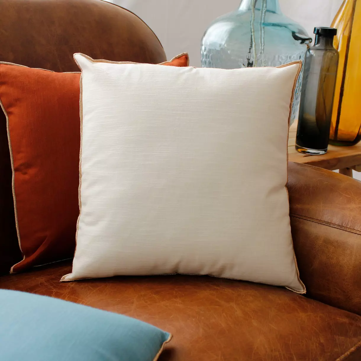 Coussin carré (40 cm) Vegetalis uni Ecru 1