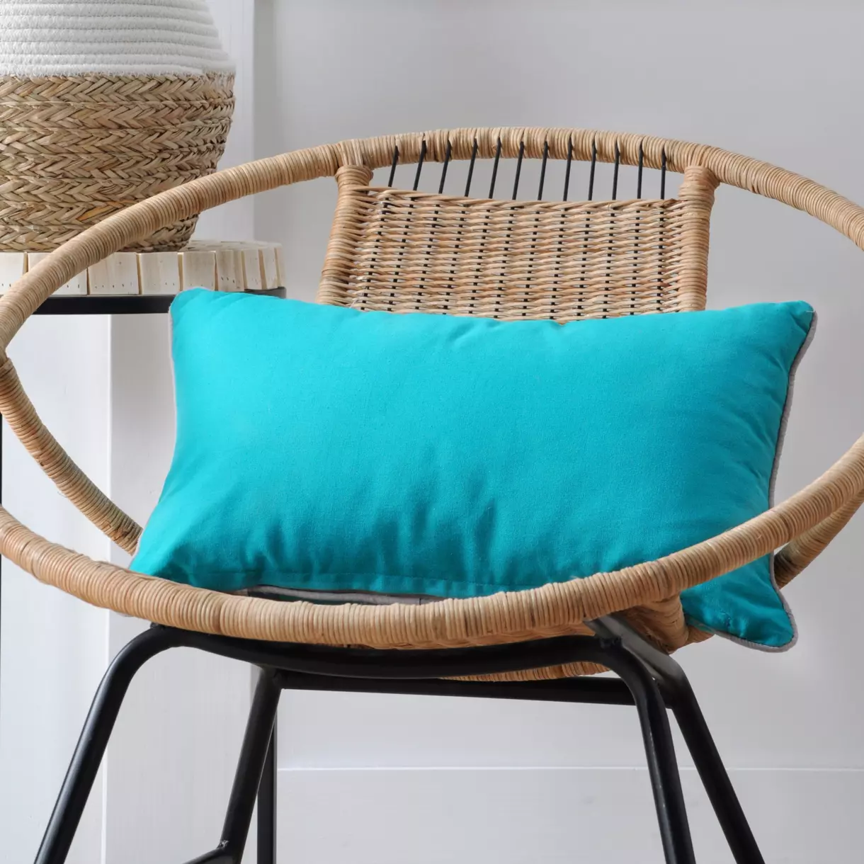 Coussin rectangulaire (50 cm) Duo Bleu céladon