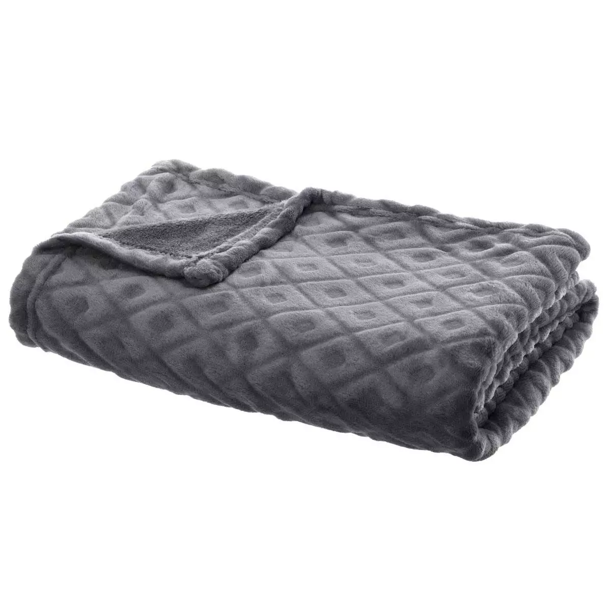 Plaid doux (150 cm) 3D Losange Gris foncé 1