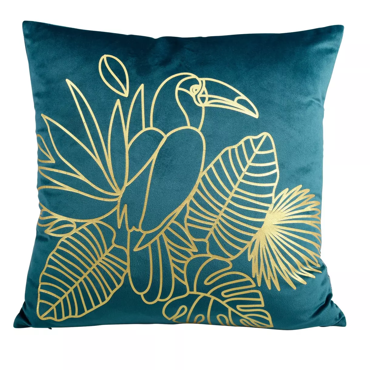 Housse de coussin carrée (40 cm) Toucan Bleu canard 1