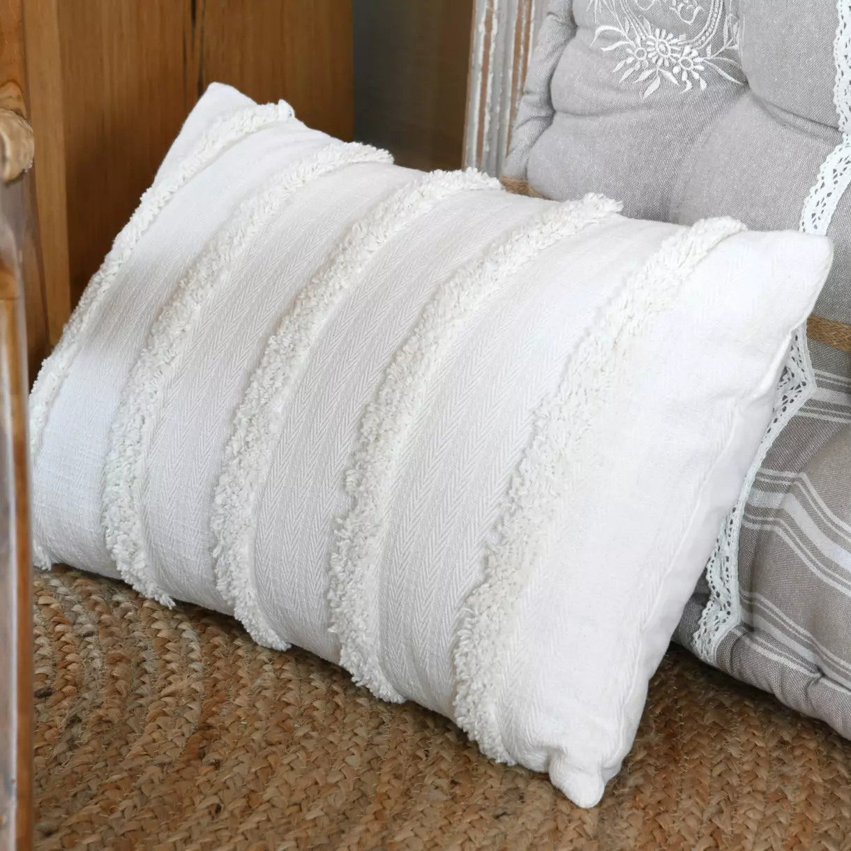 Coussin rectangulaire (50 cm) Adelaïde Ecru 1
