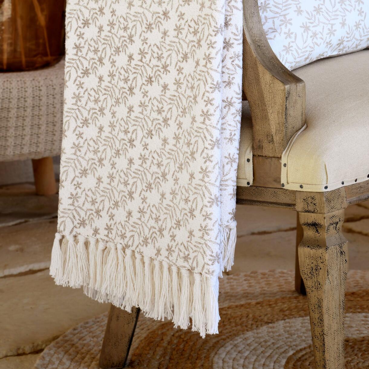  Cobija de sofá en algodón (150 cm) Sophie Beige 1