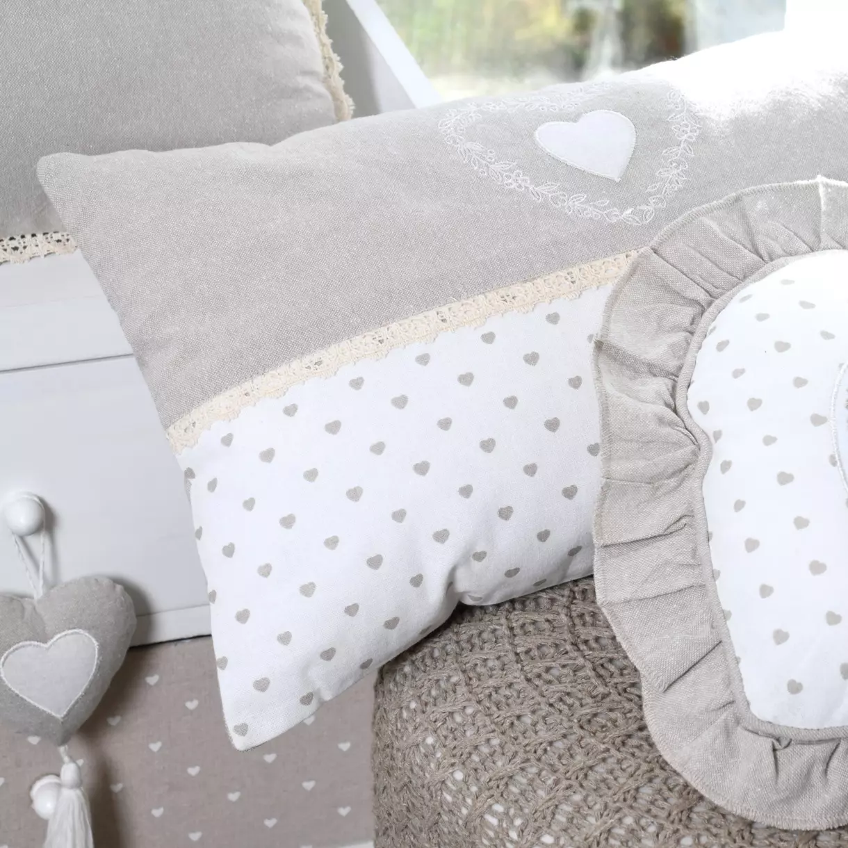Coussin rectangulaire (50 cm) Berenice Taupe clair 1