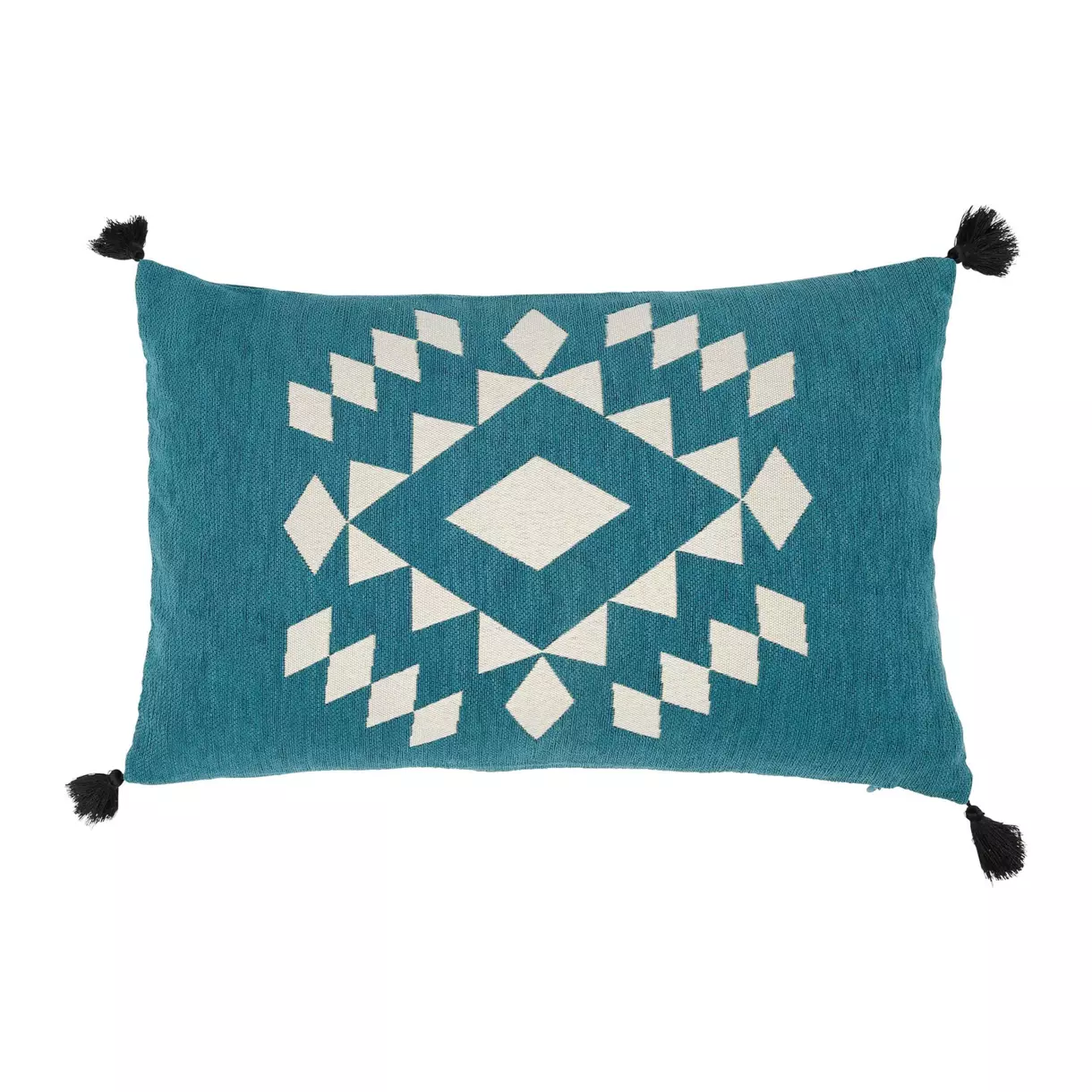 Housse de coussin rectangulaire (50 cm) Losange Bleue 1