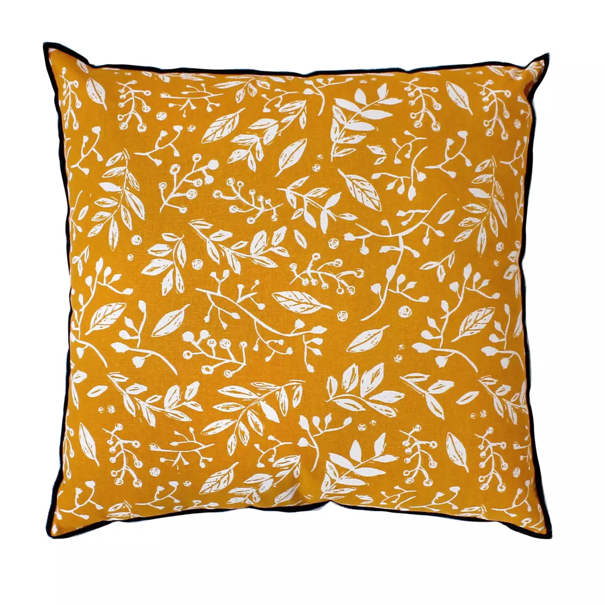 Coussin carré coton (40 cm) Lily Jaune moutarde 1