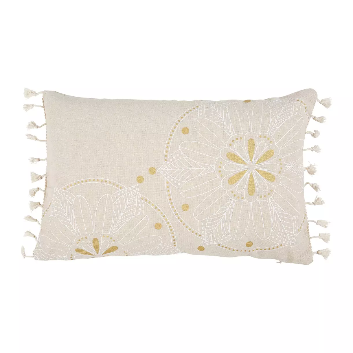 Housse de coussin rectangulaire (50 cm) Mandala Ecru 1