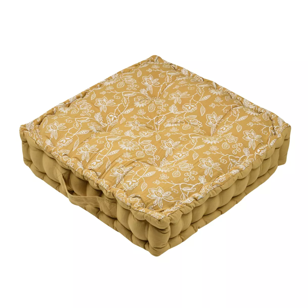Cojín de suelo gasa de algodón (45 x 10 cm) Sunda Amarillo mostaza 1
