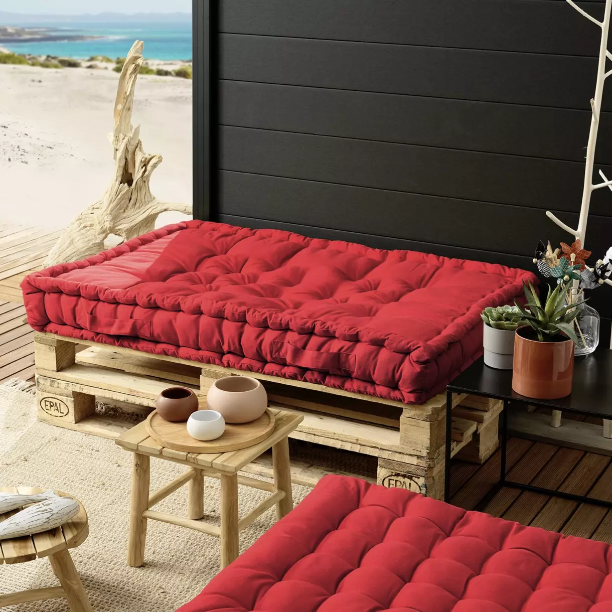 Matelas palette (L120 cm) Pixel Rouge cerise 1