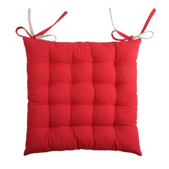 Cuscino per sedia Bicolore Rosso e lino 1