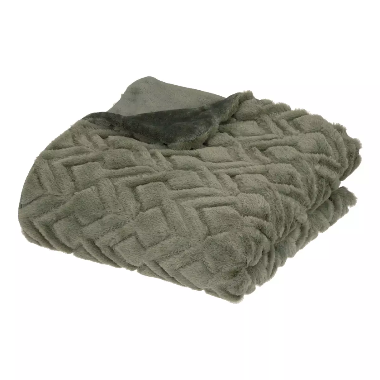 Plaid fausse fourrure (160 cm) Mara Vert kaki 1