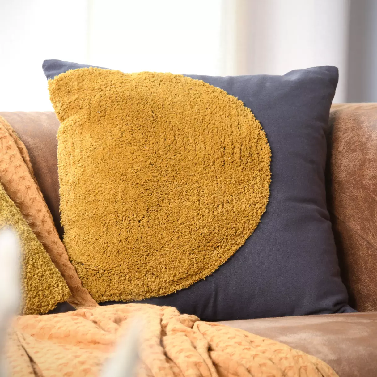 Coussin carré (40 cm) Lenny Gris anthracite 1