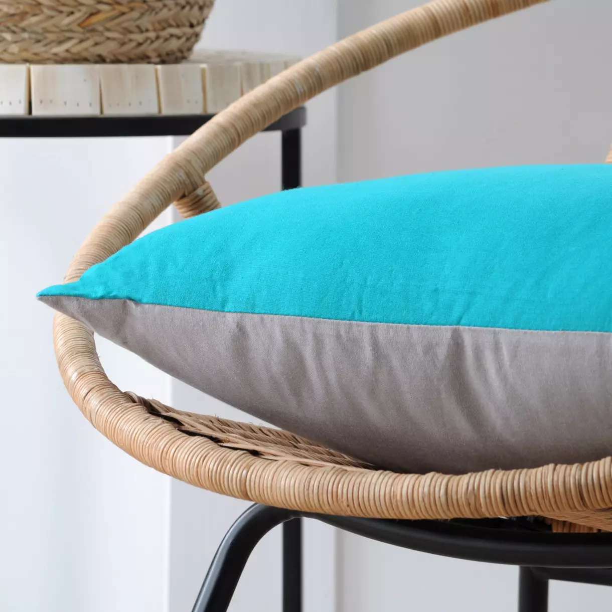 Coussin carré (50 cm) Duo Bleu céladon