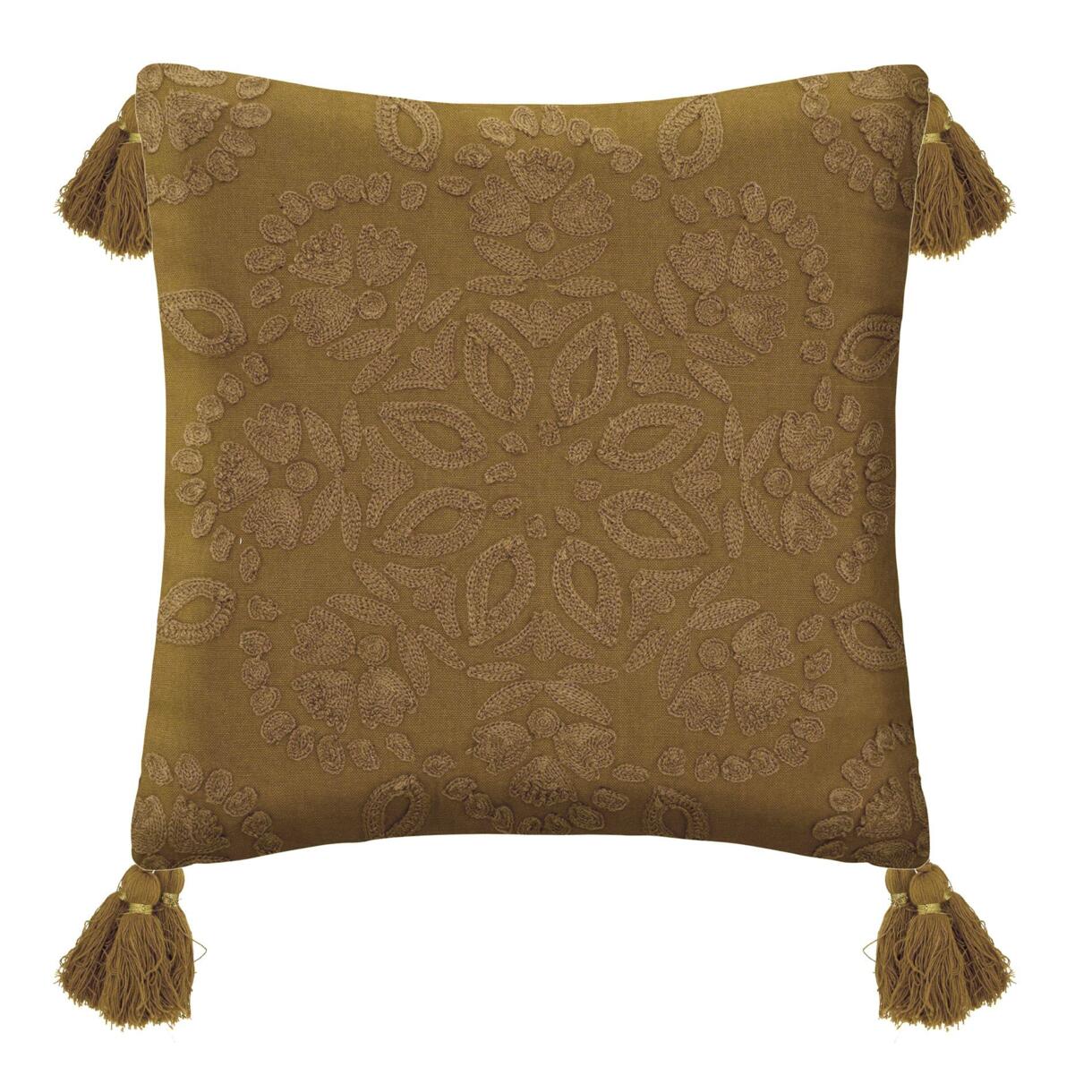 Cuscino quadrato (40 cm) Lona Marrone dorato 1