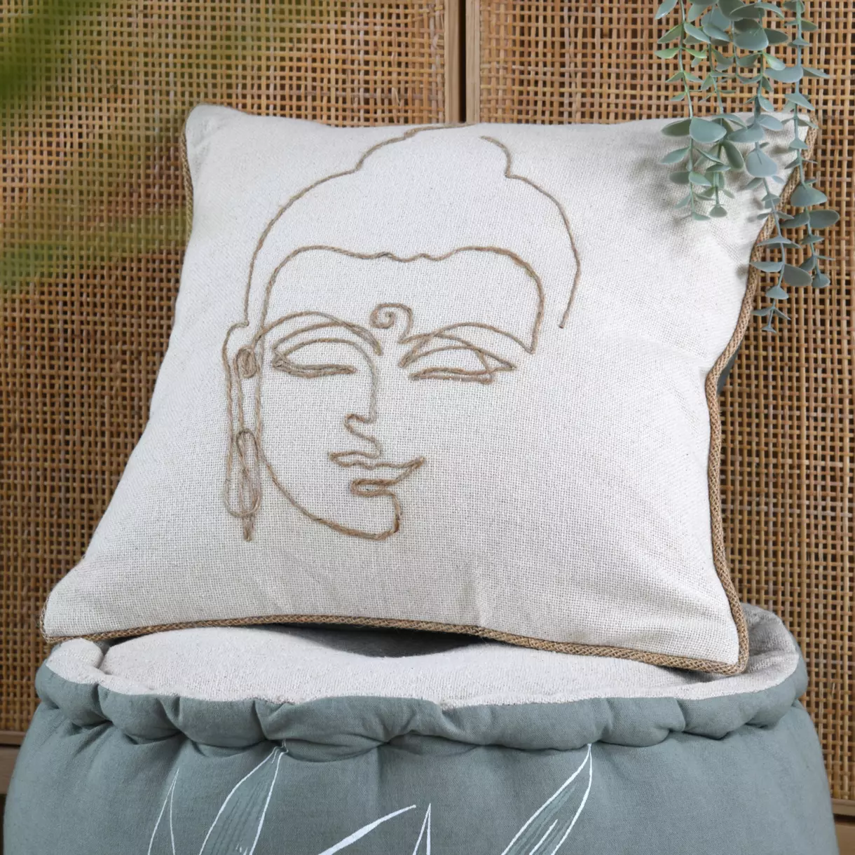 Coussin carré coton recyclé (40 cm) Asana Ecru 1