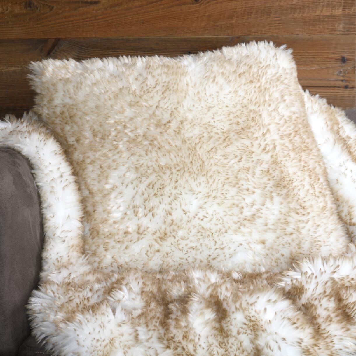 Cuscino quadrato eco pelliccia (50 cm) Kingston Beige
