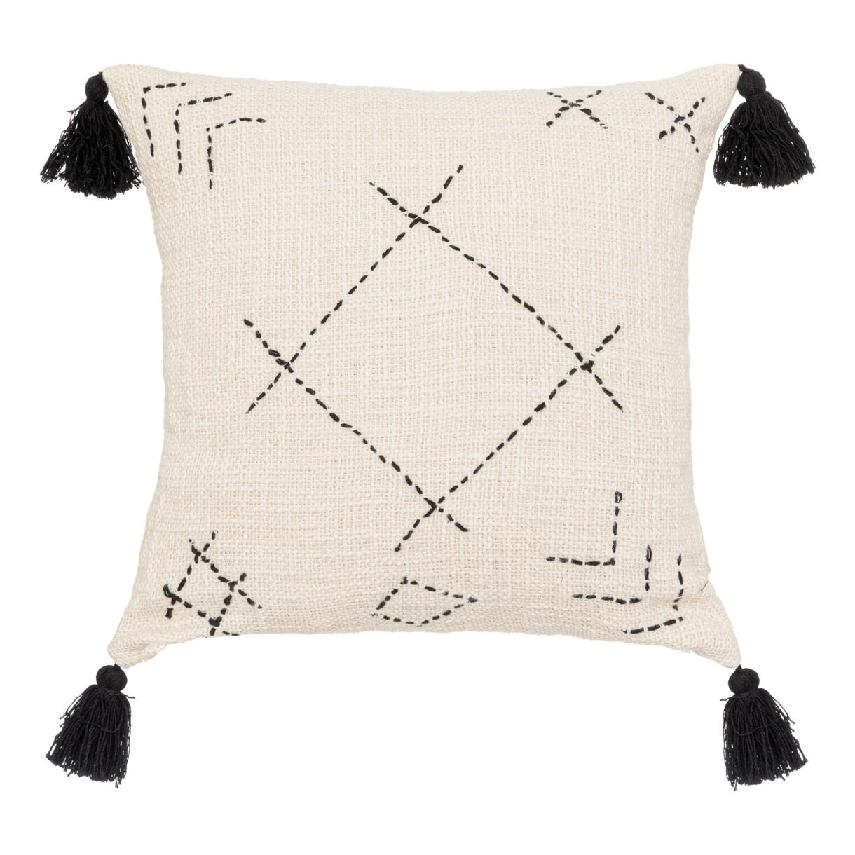Quadratischer Kissenbezug aus Baumwolle (40 cm) Stitch Beige