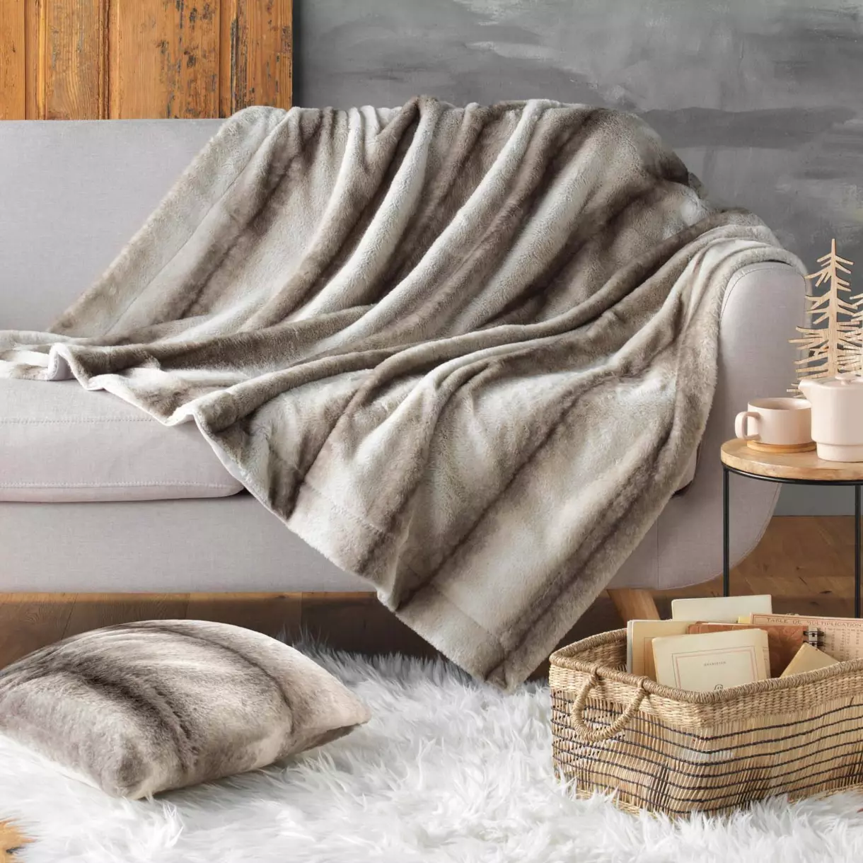Plaid piel sintética (150 cm) Sibérie Gris 1
