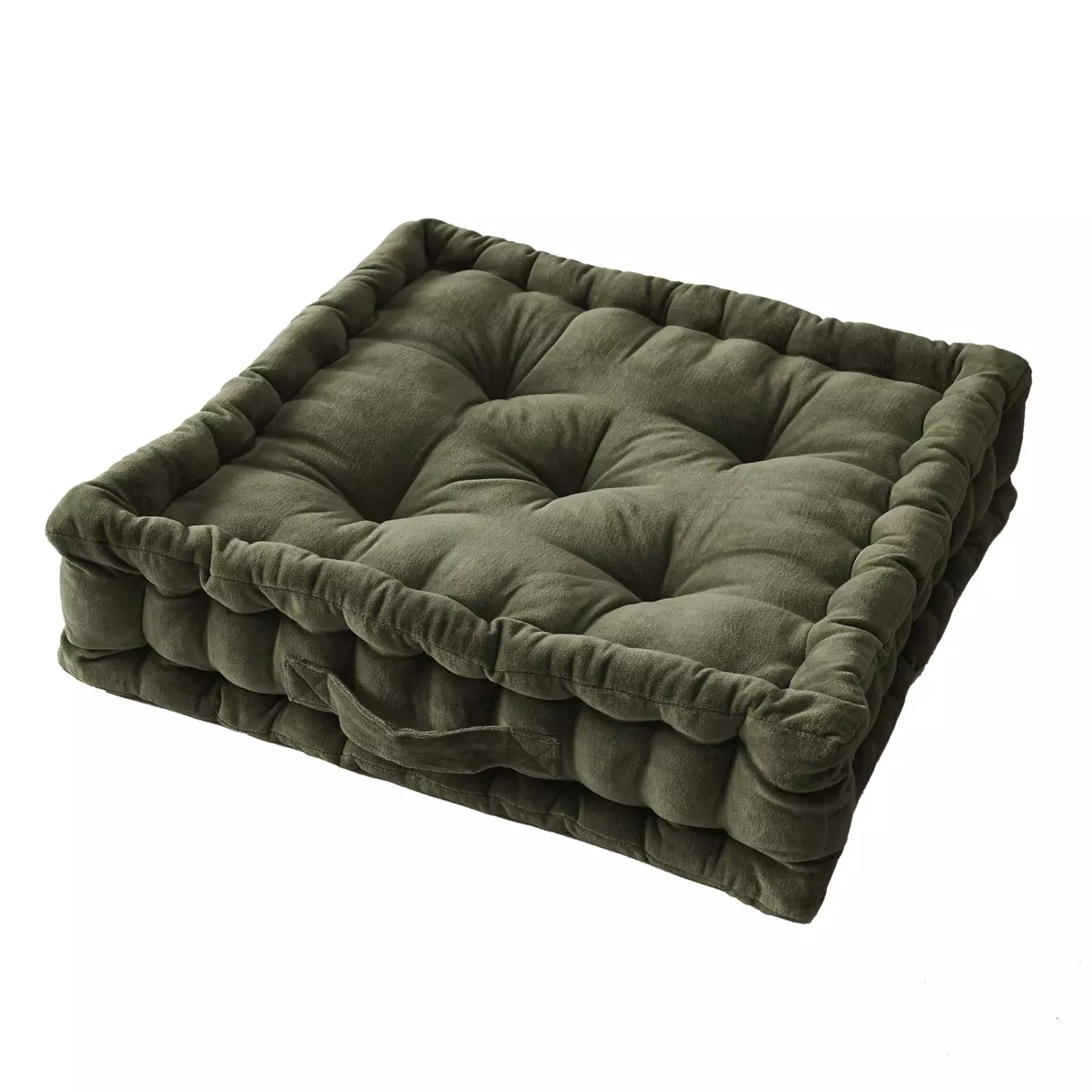 Coussin de sol velours de coton (50 cm) César Vert thym 1