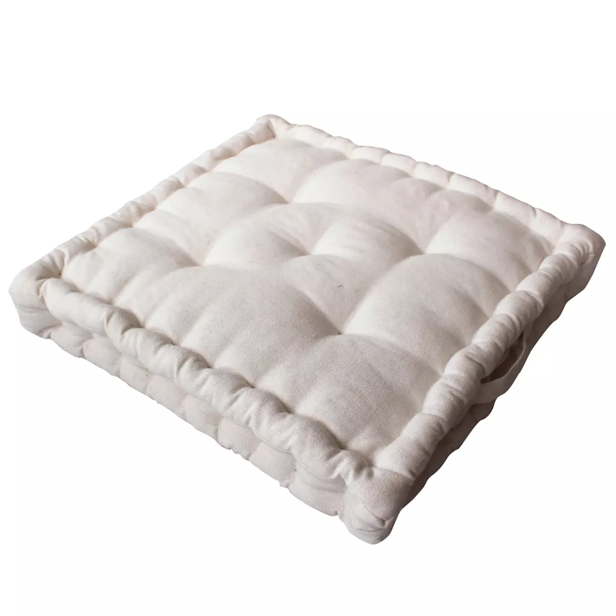 Coussin de sol carré coton recyclé (40 cm) Dune Ecru 1