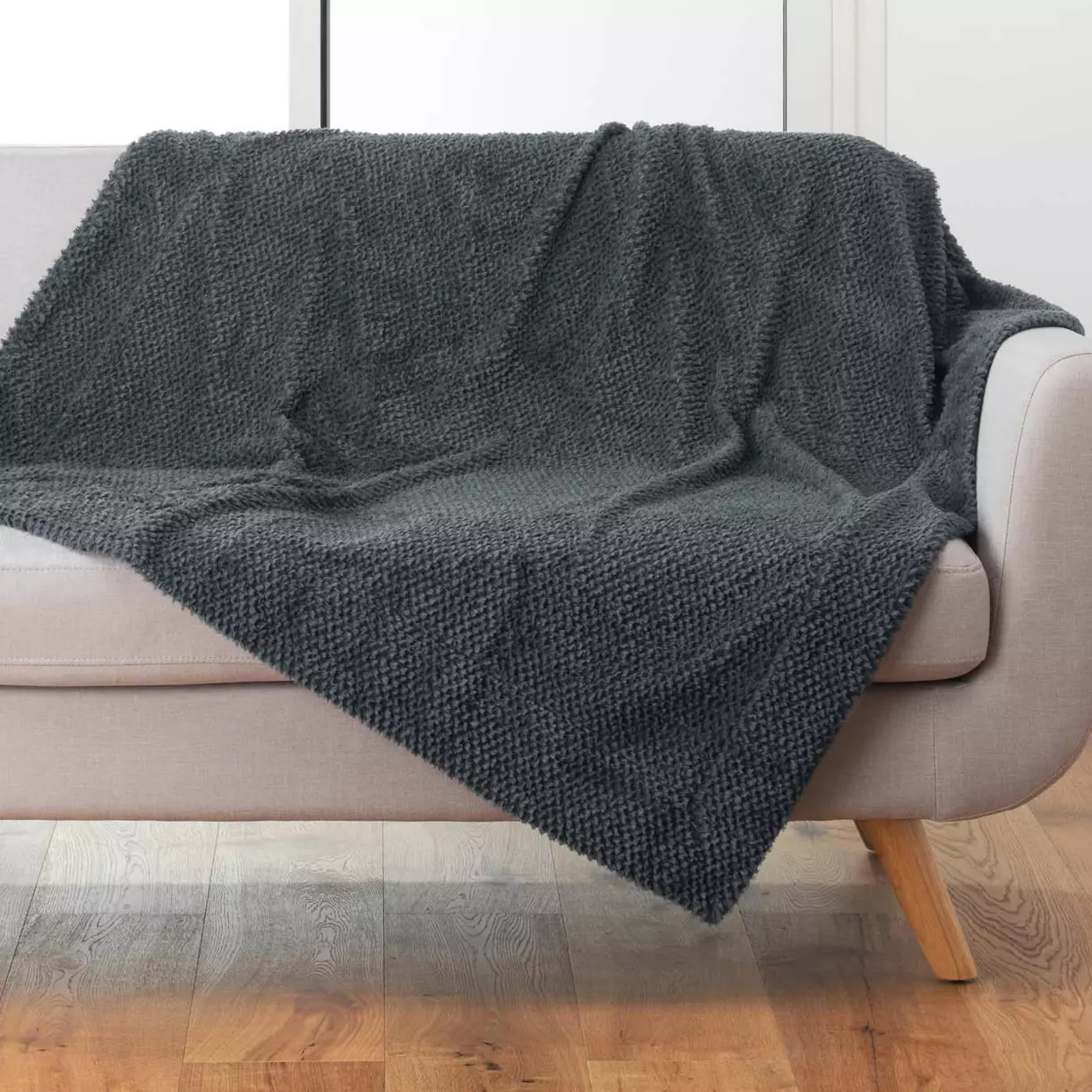 Plaid piel sintética (220 cm) Iceberg Gris antracita 1