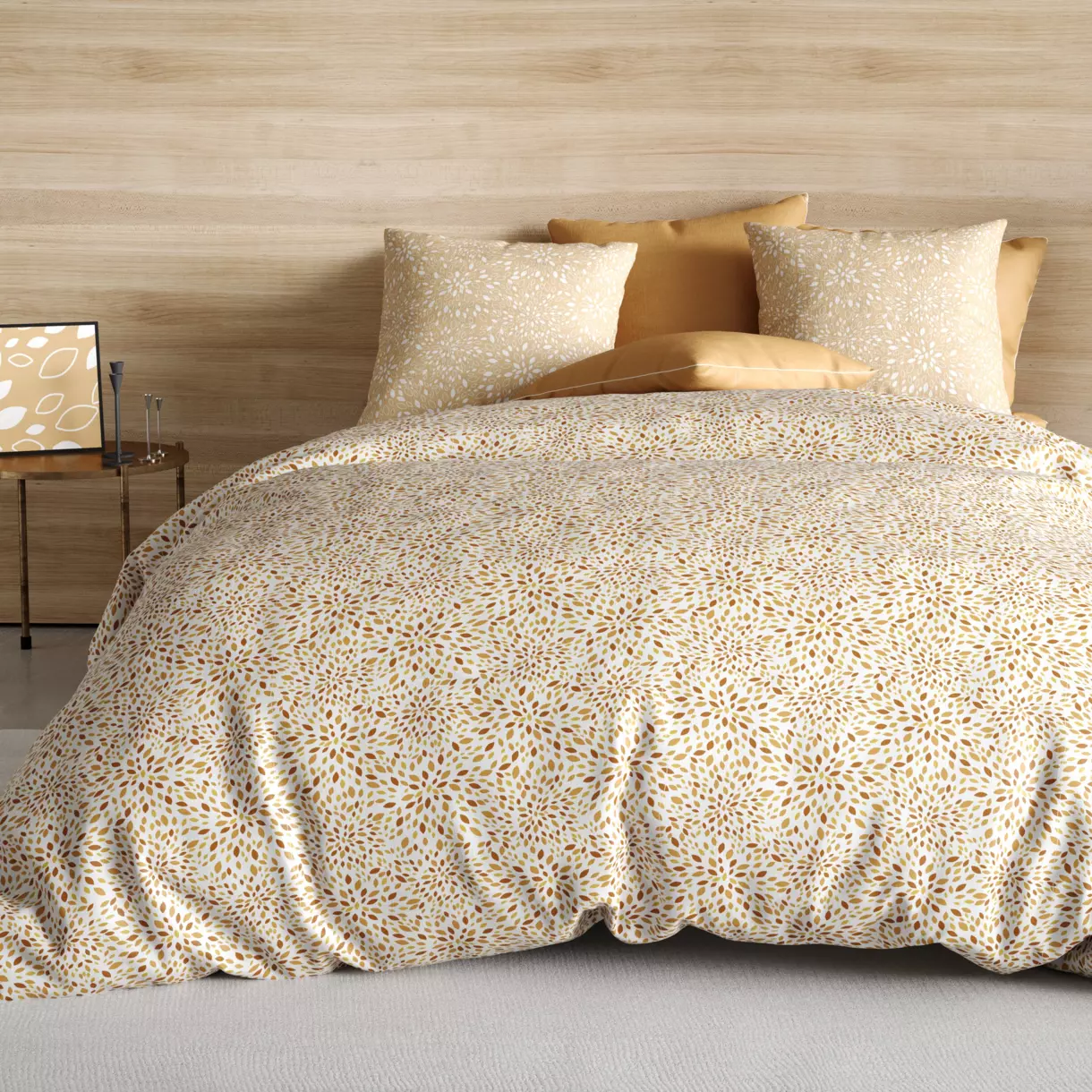 Funda Nórdica y dos fundas para almohada en algodón (240 cm) Hanabi Marrón 1