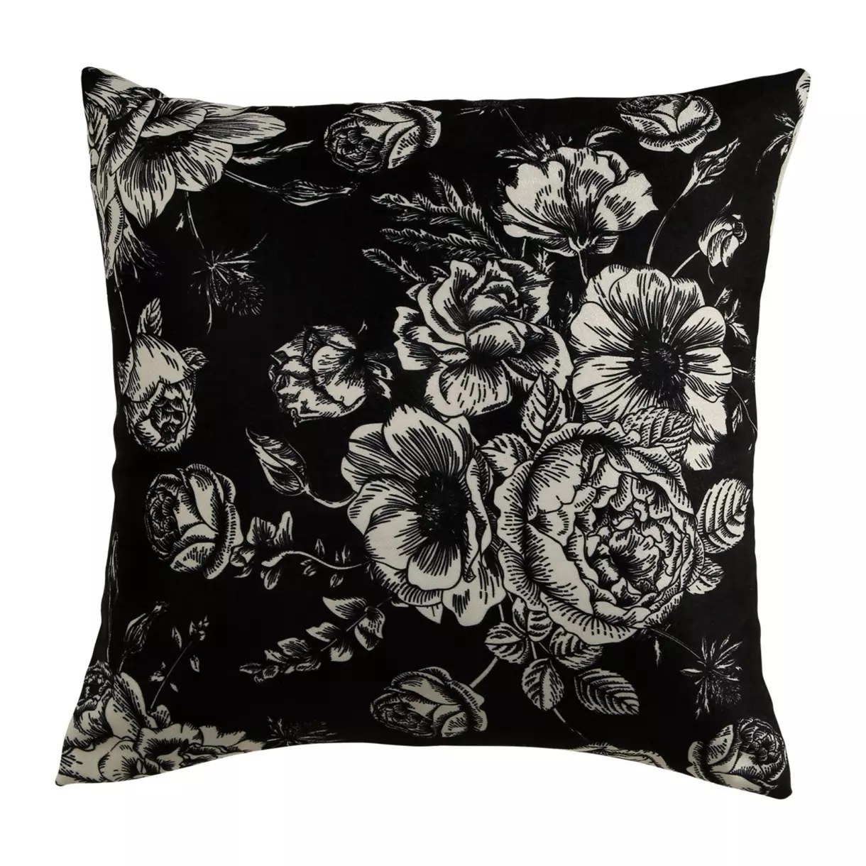Housse de coussin carrée (40 cm) Rose Noire 1