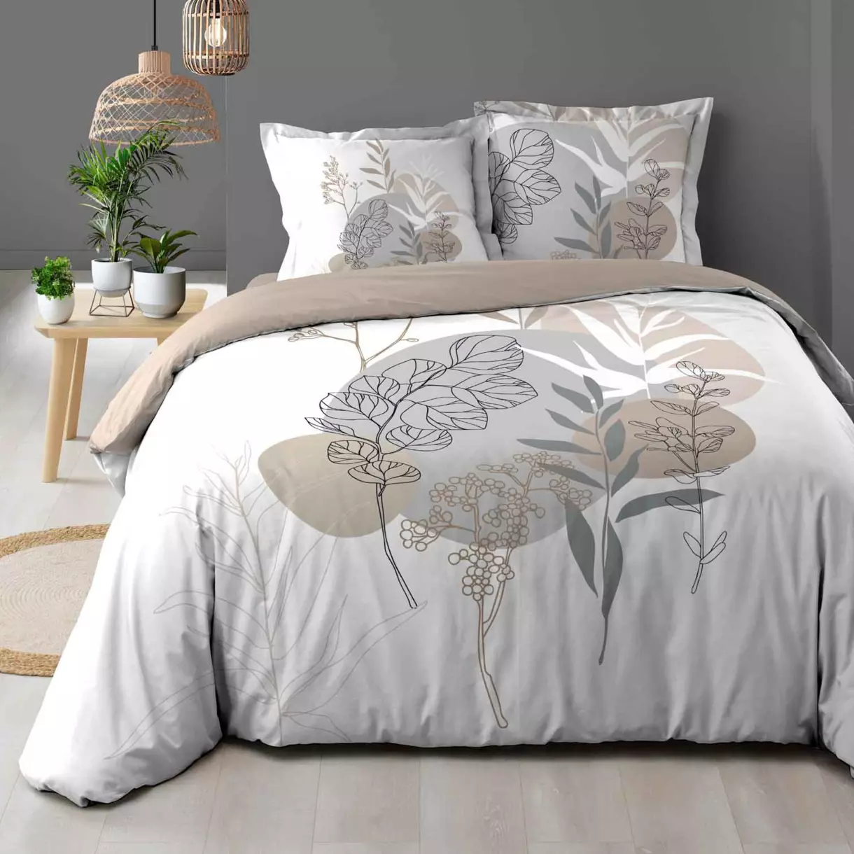 Funda Nórdica y dos fundas para almohadas algodón (240 cm) Solstice Blanco 1