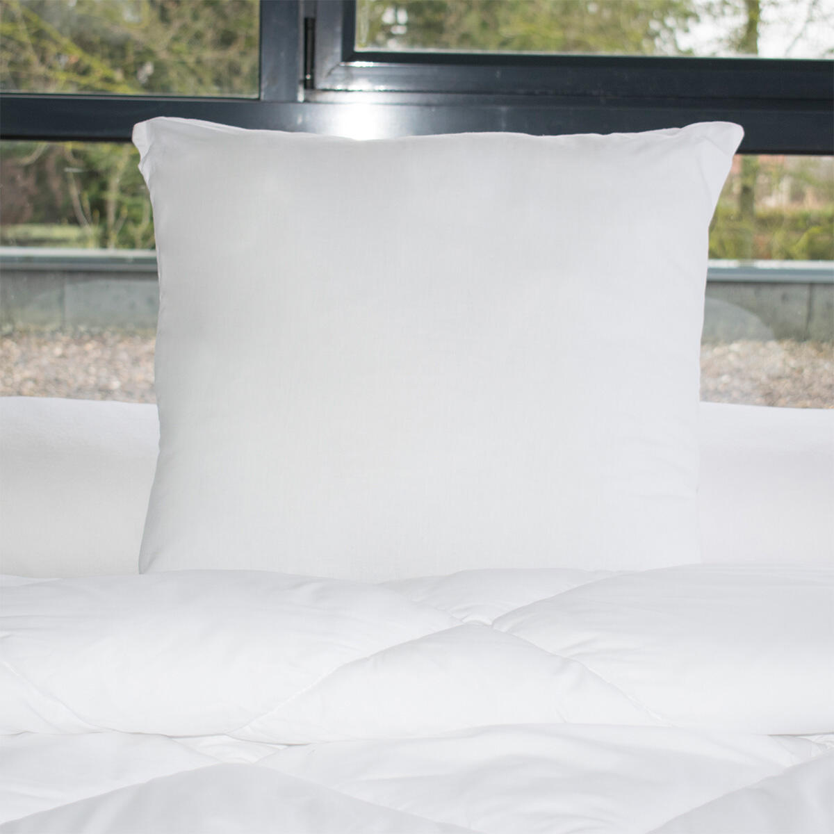 Set di 2 cuscini letto quadrate (60 cm) Lavabili a 95 ° Bianco 1