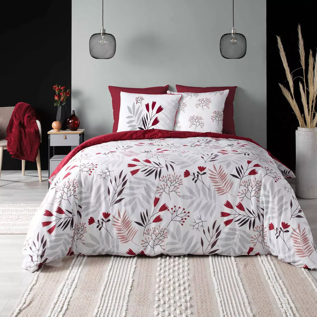 Funda Nórdica y dos fundas para almohadas algodón bio (240 cm) Clémence Blanco 1