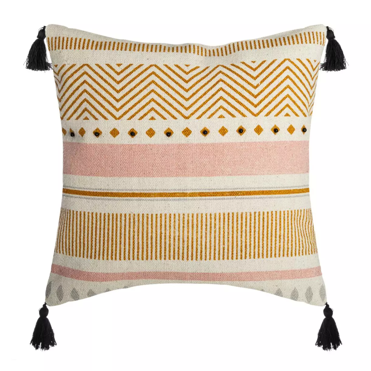 Housse de coussin carrée (40 cm) Rayur Perle Jaune ocre 1