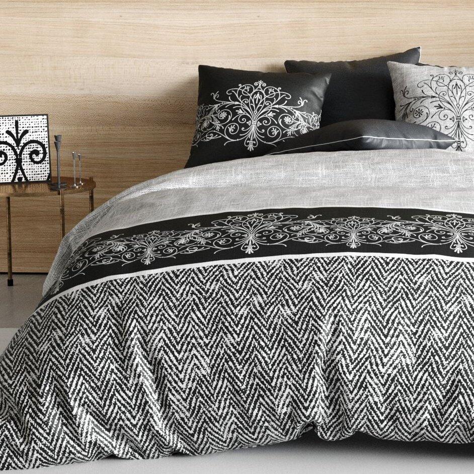 Funda Nórdica y dos fundas para almohada en algodón (260 cm) Tayla Negro 1