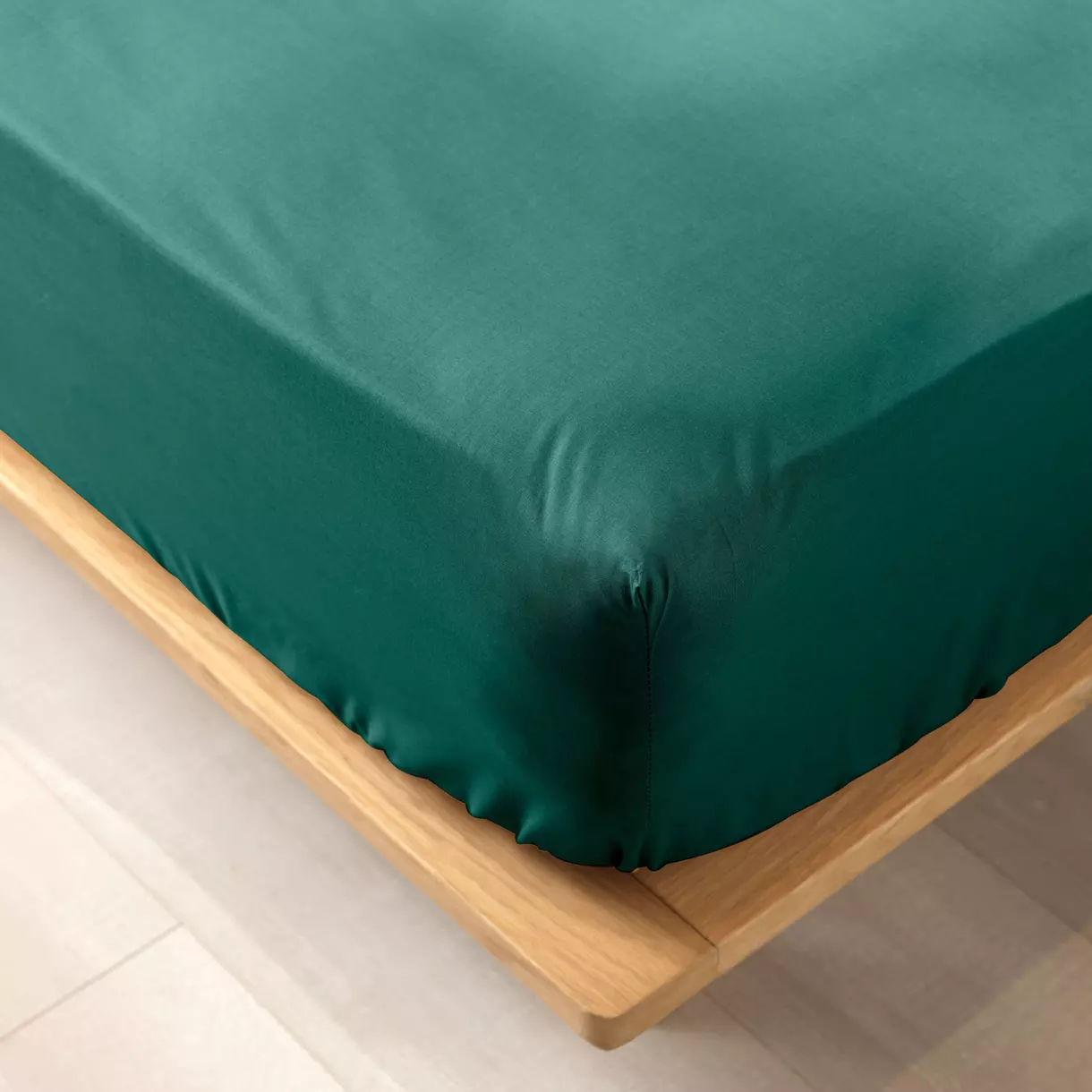 Sábana bajera en algodón bio (140 cm) Biolina Verde esmeralda 1