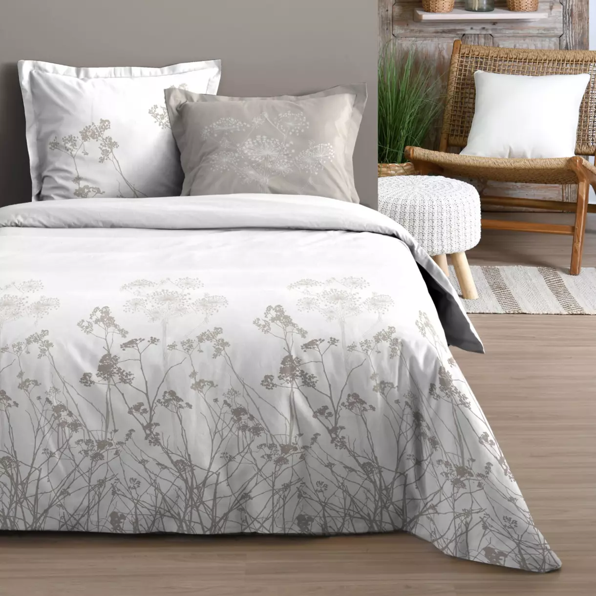 Funda Nórdica y dos fundas para almohada algodón (240 cm) Astera color Crudo 1