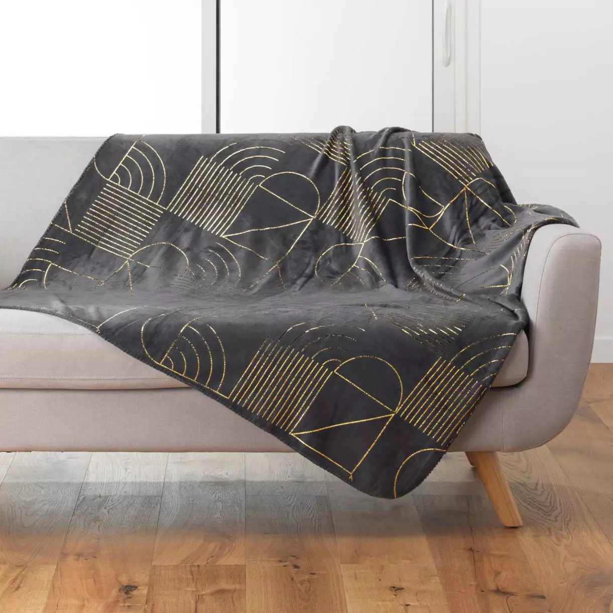 Plaid doux (150 cm) Lineor Gris anthracite 1