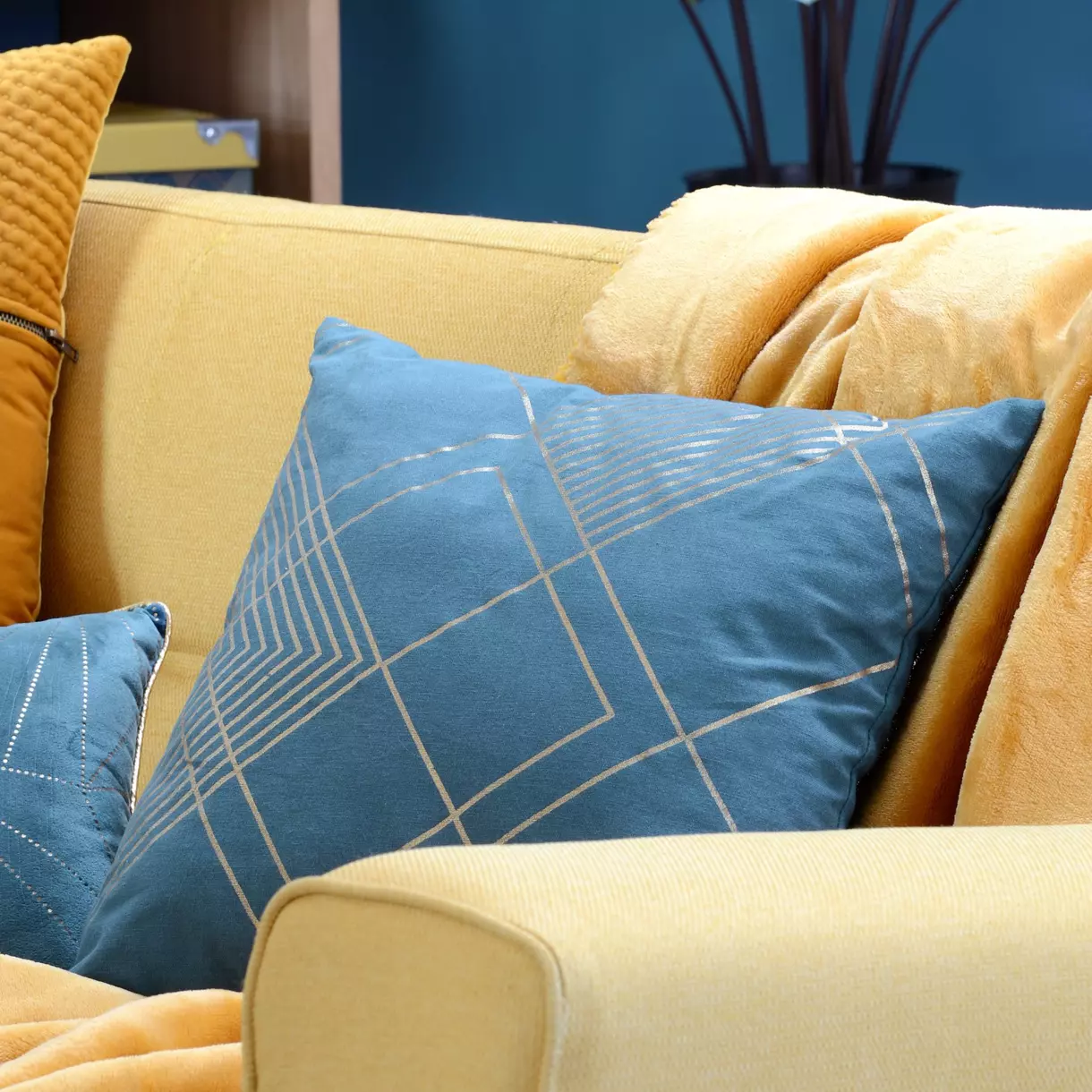 Coussin carré (40 cm) Hoffmann Bleu canard 1