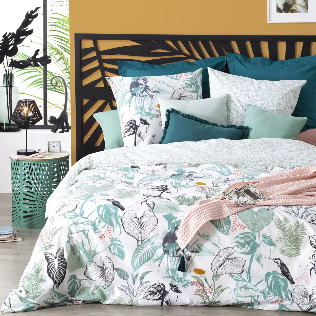 Funda nórdica y dos fundas para almohadones algodón(240 cm) Monkey Verde 1