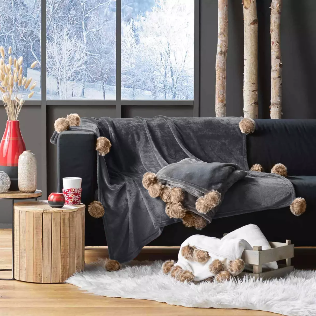 Plaid doux (150 cm) Snowy Gris 1