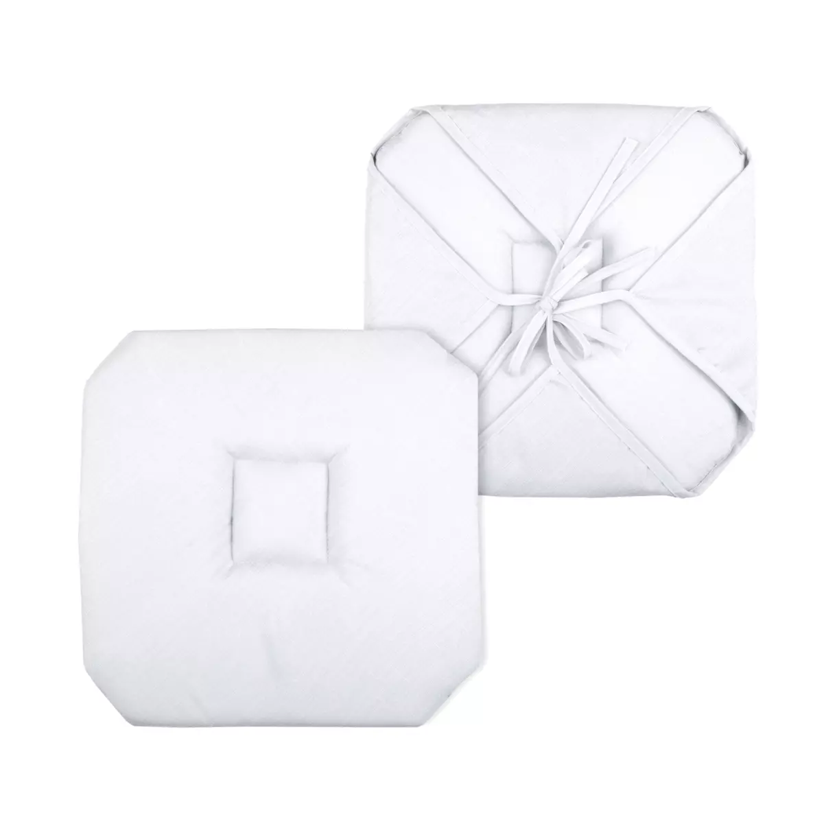 Galette de chaise carrée à rabats Béa Blanche 1