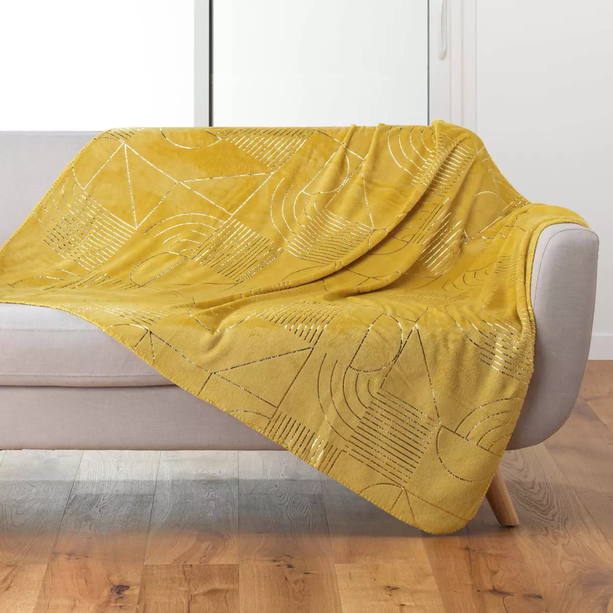 Plaid doux (150 cm) Lineor Jaune 1