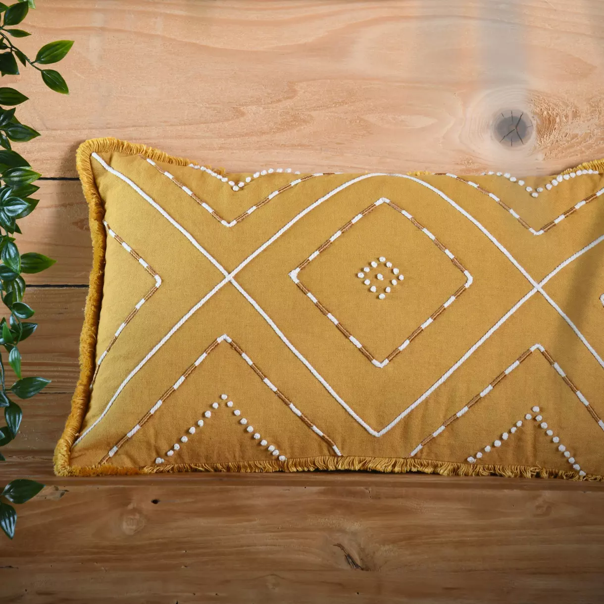 Coussin rectangulaire coton (50 cm) Bamako Jaune moutarde 1