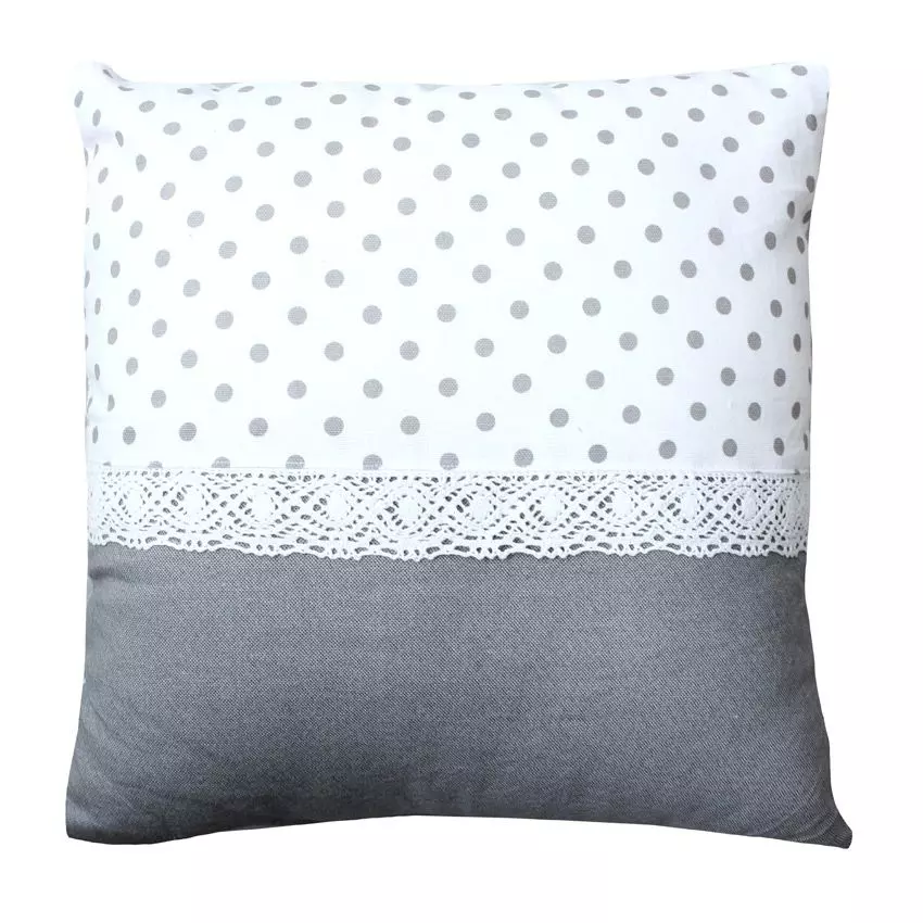 Coussin carré (40 cm) Romantique dentelle Gris 1