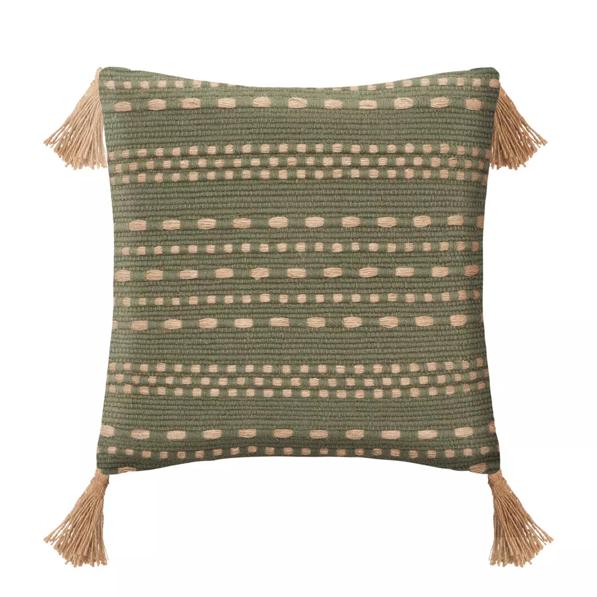 Coussin carré jute (40 cm) Bota Vert kaki 1