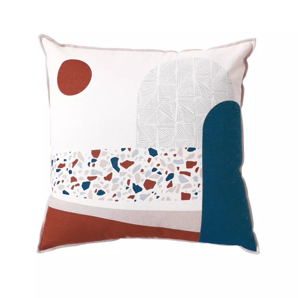Coussin carré coton (40 cm) Terrazzo Marron cognac 1