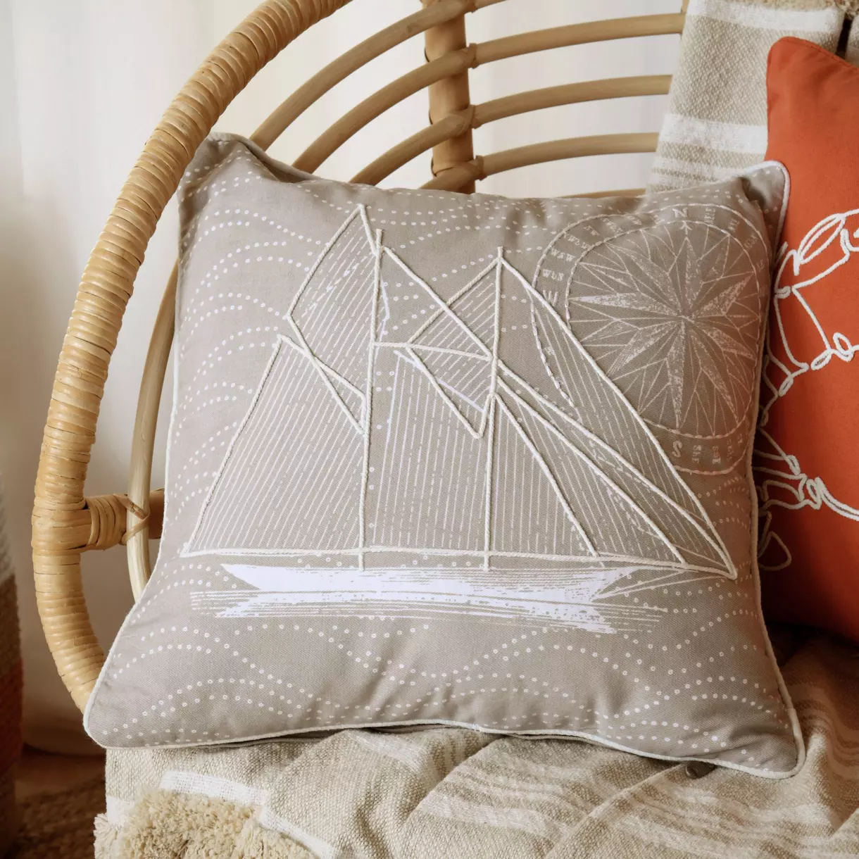 Coussin carré coton (40 cm) Yacht Gris 1