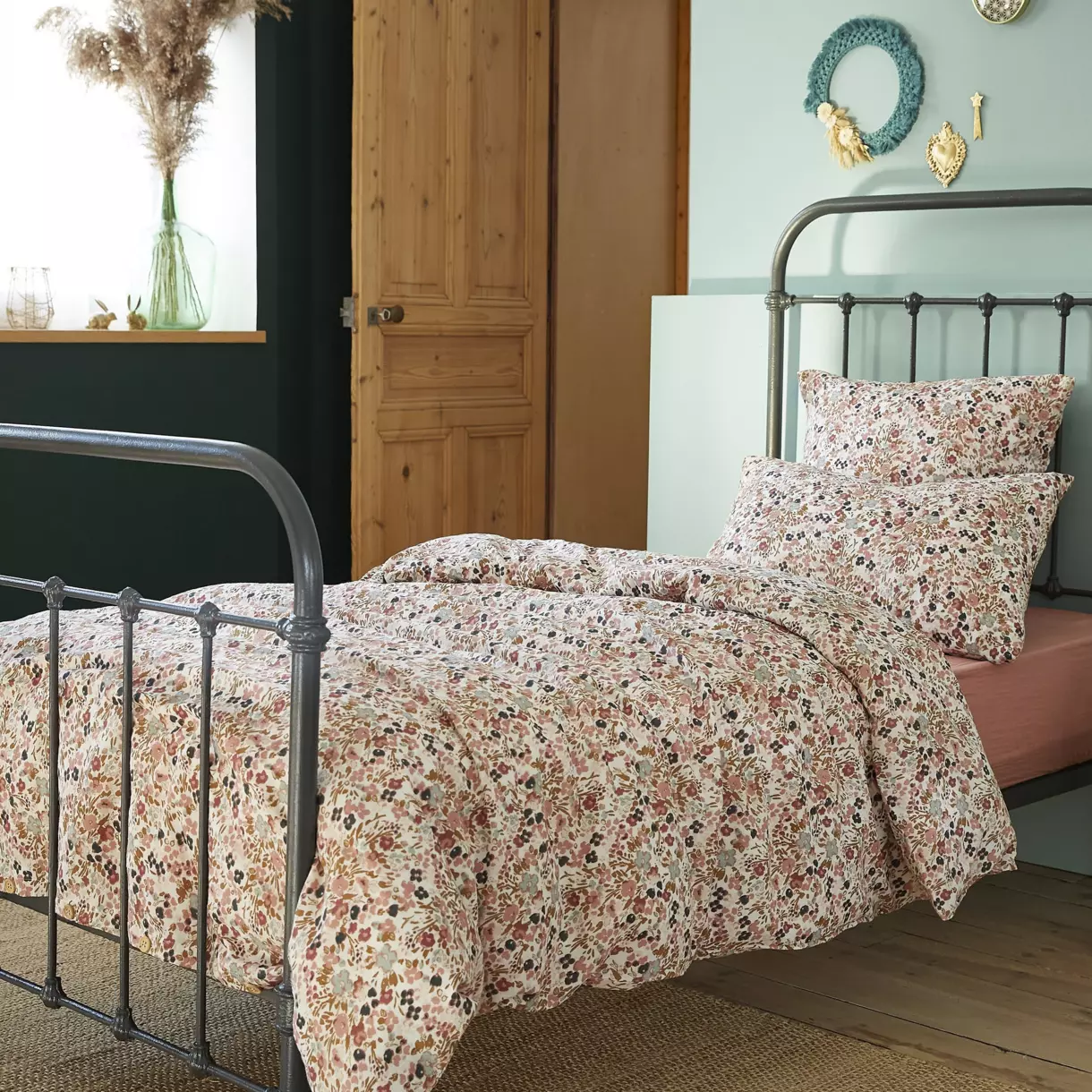 Housse de couette gaze de coton (140 cm) Capucine Multicolore