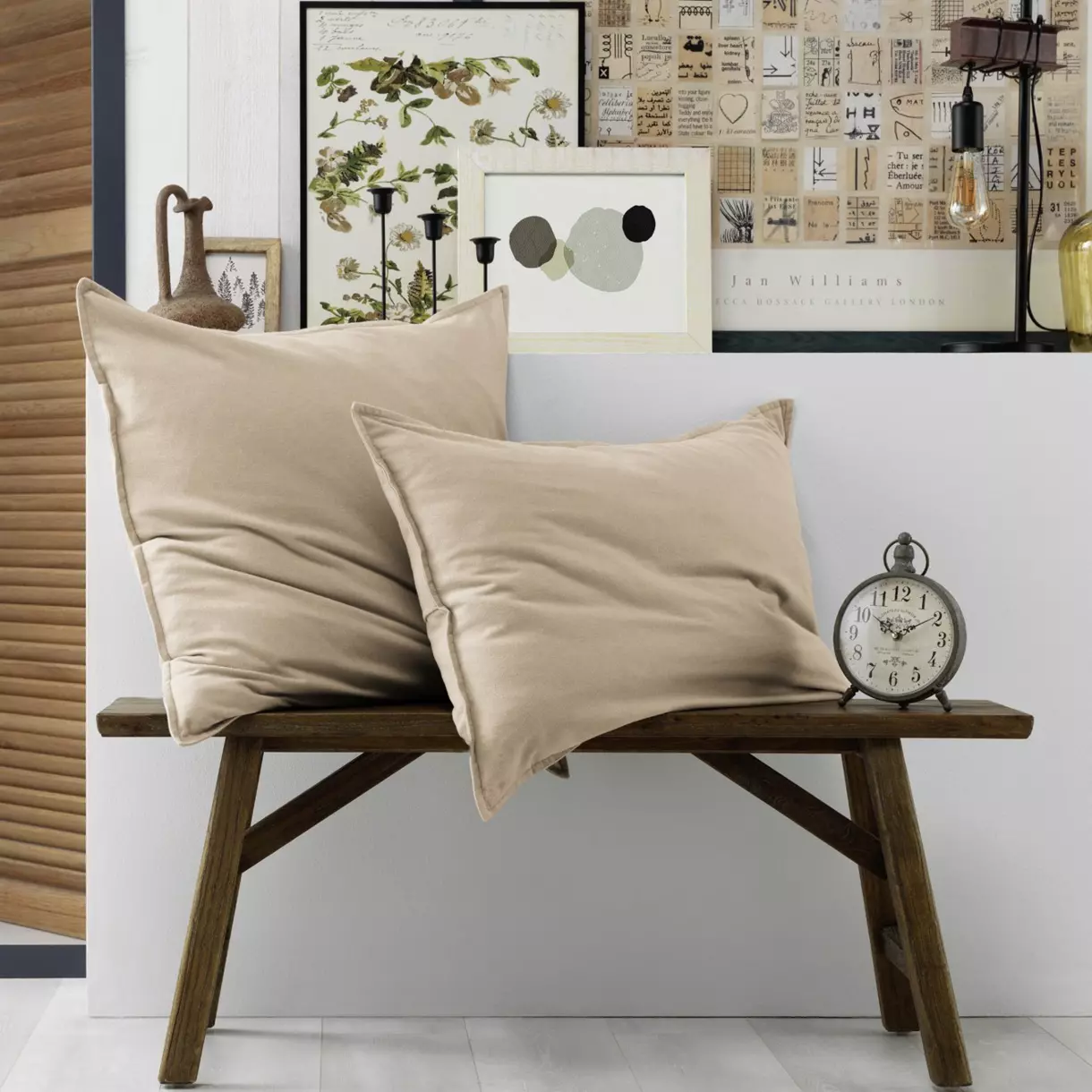 Kussensloop rechthoekig flanel (70 cm) Théa Beige 6