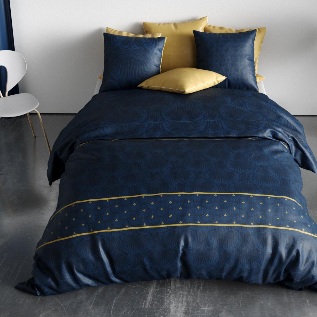 Funda nórdica y dos fundas de almohada en algodón (240 cm) Palace Azul 1